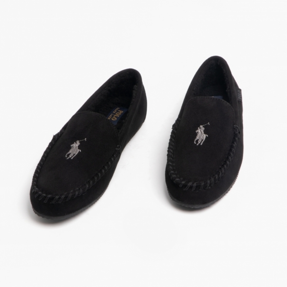 POLO RALPH LAUREN Polo Slippers Pure Black Moccasins *NEW IN BOX* SIZE 11
